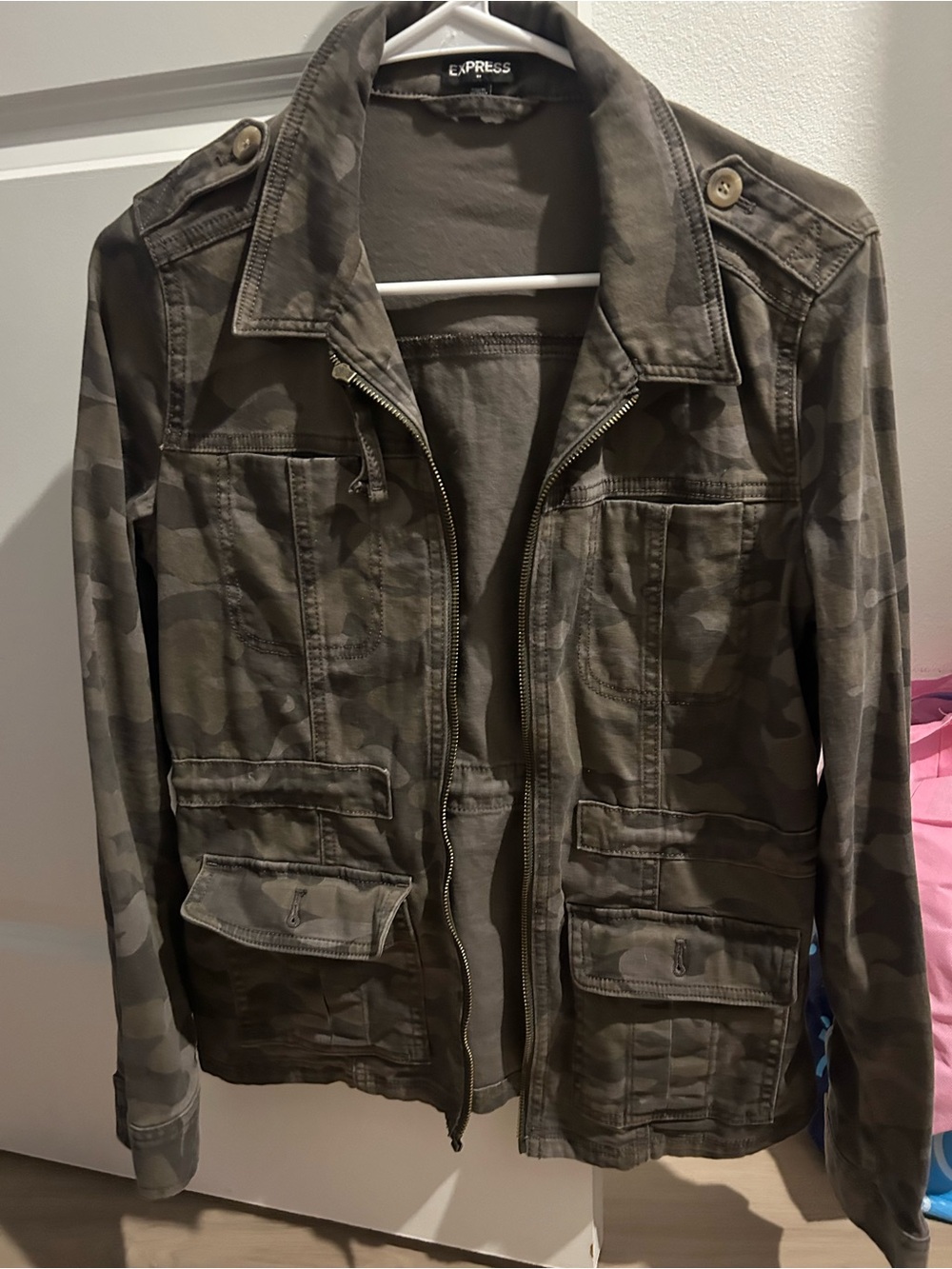 Express Olive Camo Utility Jacket